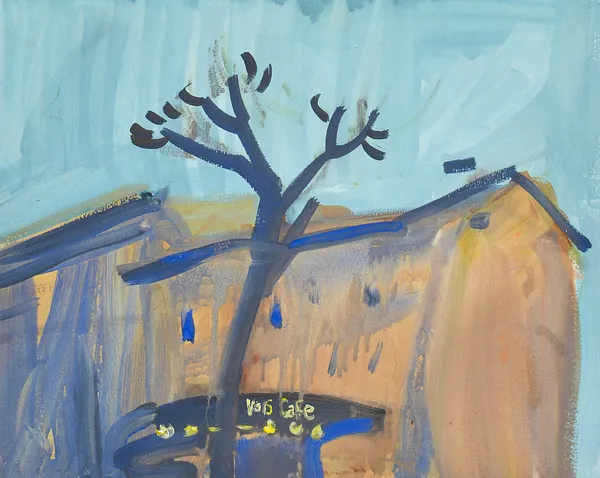 Image of Vois Cafe by Igor Nekraga, size: 40x50 cm, made of Gouache on paper, Painting medium, from Ukraine, part of the Gouaches series, priced at $400 Photo 2 of 4.