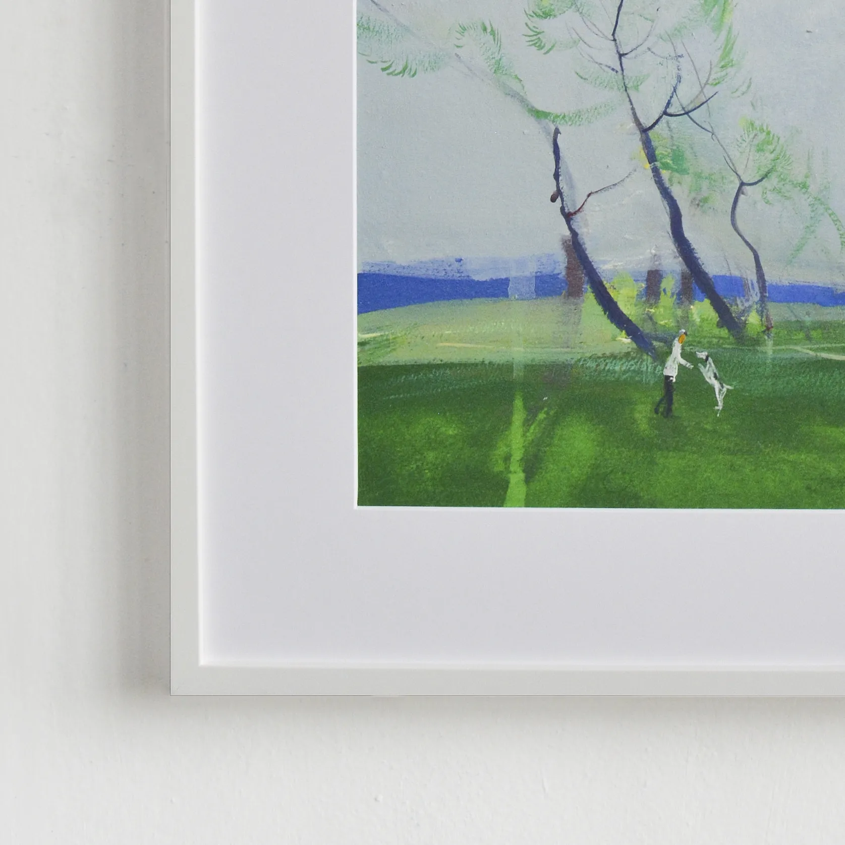 Image of Walking with dog. Peyzazhka by Igor Nekraga, size: 50x40, made of Gouache on paper, Painting medium, from Ukraine, part of the Gouaches series, priced at $500 Photo 4 of 4.