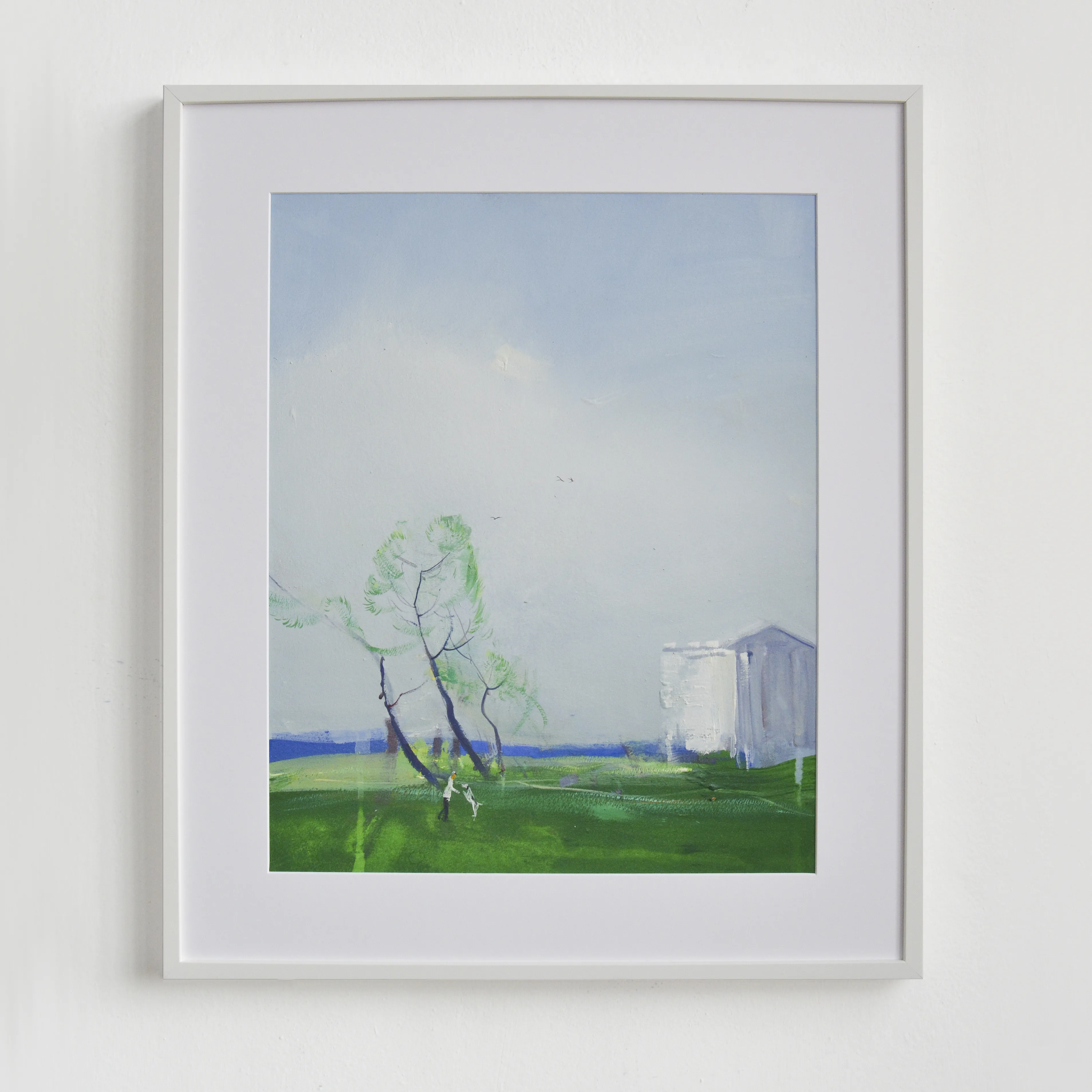 Image of Walking with dog. Peyzazhka by Igor Nekraga, size: 50x40, made of Gouache on paper, Painting medium, from Ukraine, part of the Gouaches series, priced at $500 Photo 1 of 4.