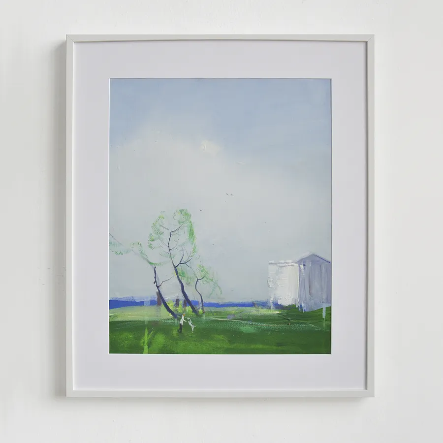 Image of Walking with dog. Peyzazhka by Igor Nekraga, size: 50x40, made of Gouache on paper, Painting medium, from Ukraine, part of the Gouaches series, priced at $500 Photo 1 of 4.