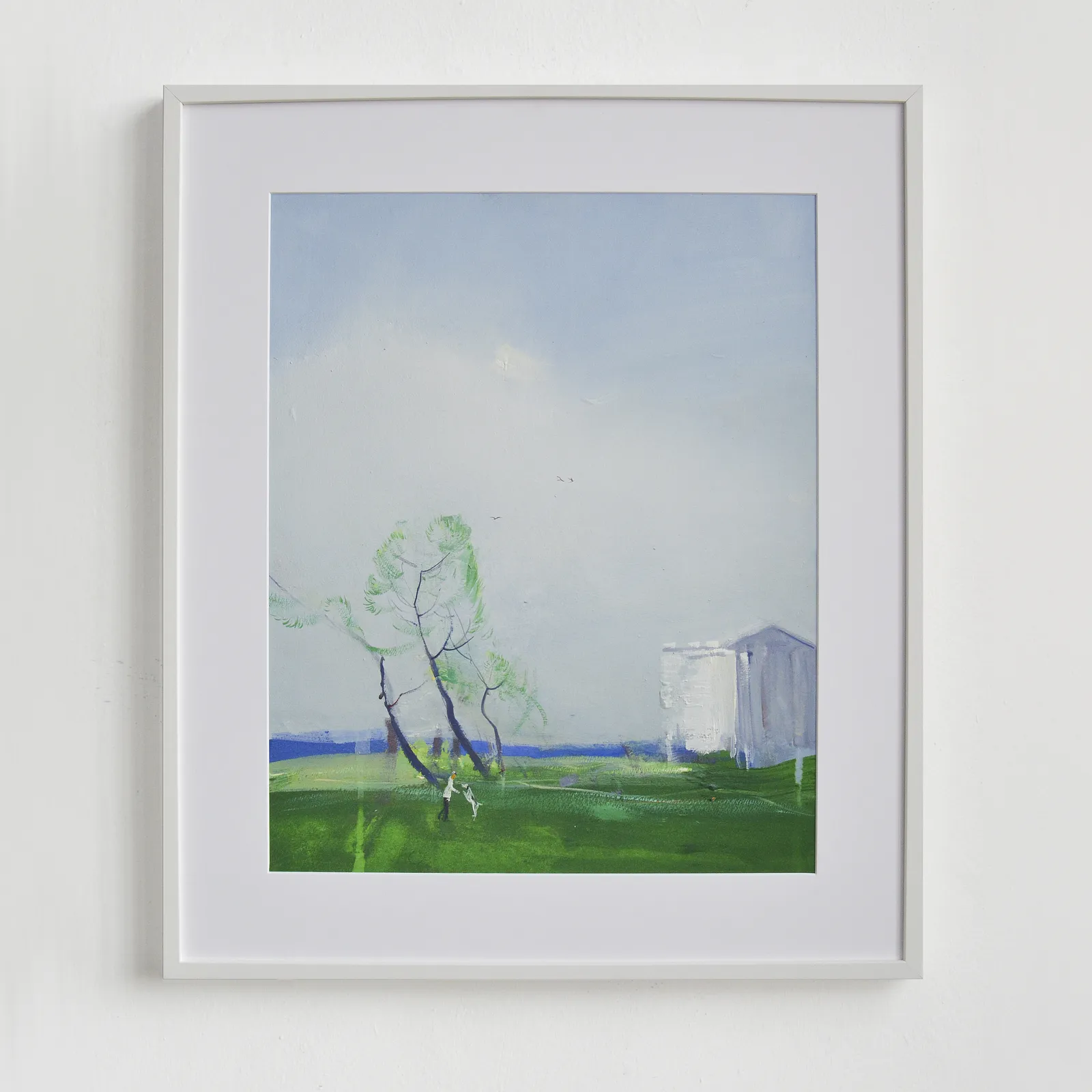 Image of Walking with dog. Peyzazhka by Igor Nekraga, size: 50x40, made of Gouache on paper, Painting medium, from Ukraine, part of the Gouaches series, priced at $500 Photo 1 of 4.
