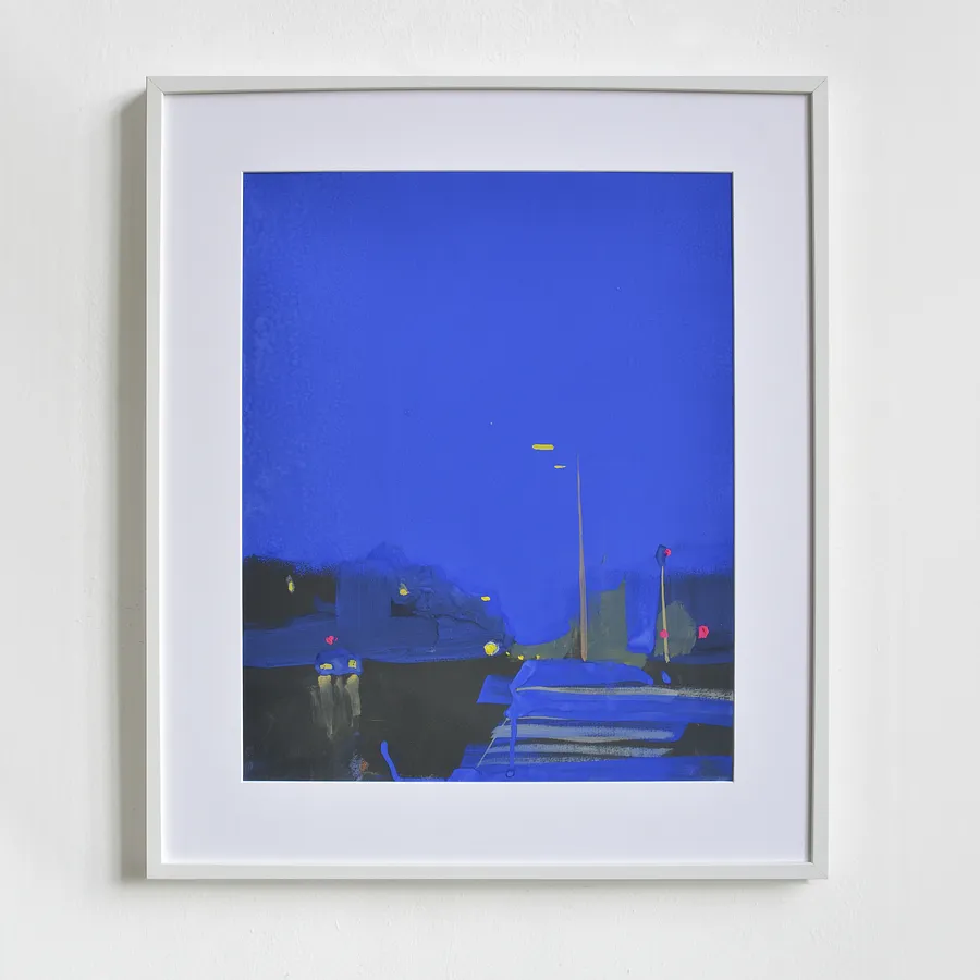 Image of Evening on Bulvaro-Kudriavska Str. by Igor Nekraga, size: 50x40, made of Gouache on paper, Painting medium, from Ukraine, part of the Gouaches series, priced at $500 Photo 1 of 4.