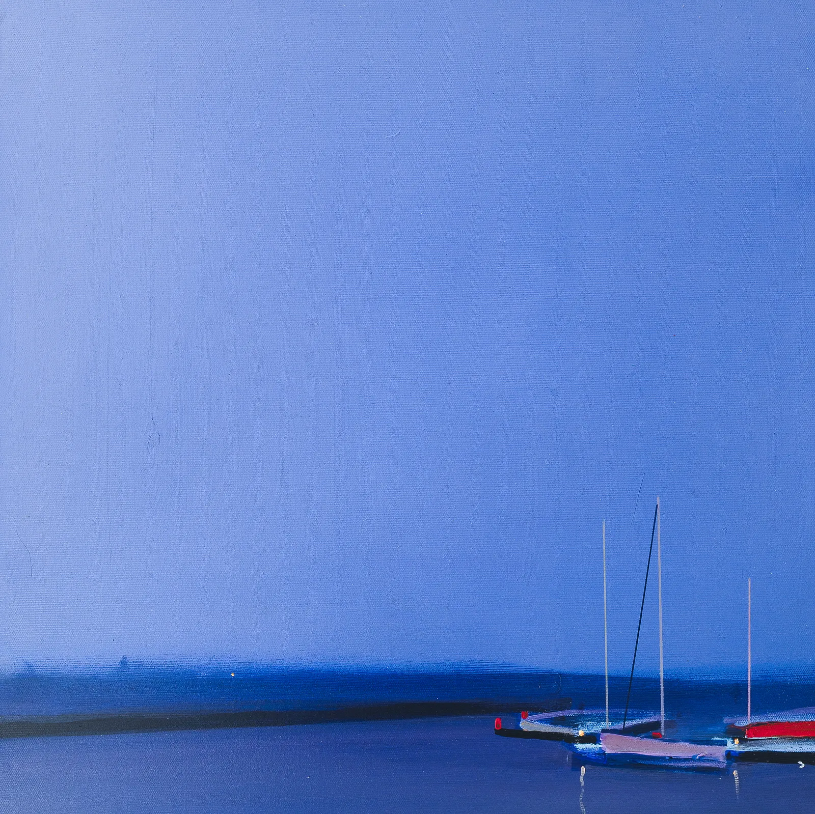 Image of Ships in port by Igor Nekraga, size: 50x50, made of Acrylic on canvas, Painting medium, from Ukraine, part of the Acrylics series, priced at $500 Photo 2 of 4.