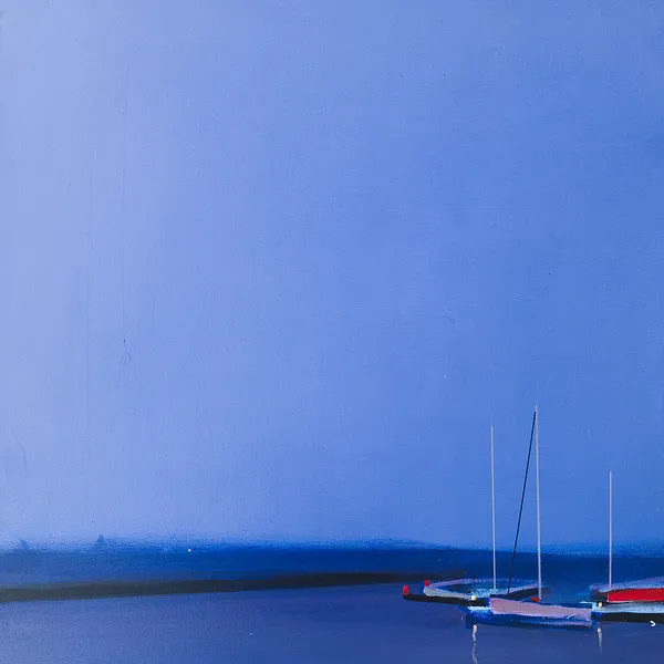 Image of Ships in port by Igor Nekraga, size: 50x50, made of Acrylic on canvas, Painting medium, from Ukraine, part of the Acrylics series, priced at $500 Photo 2 of 4.