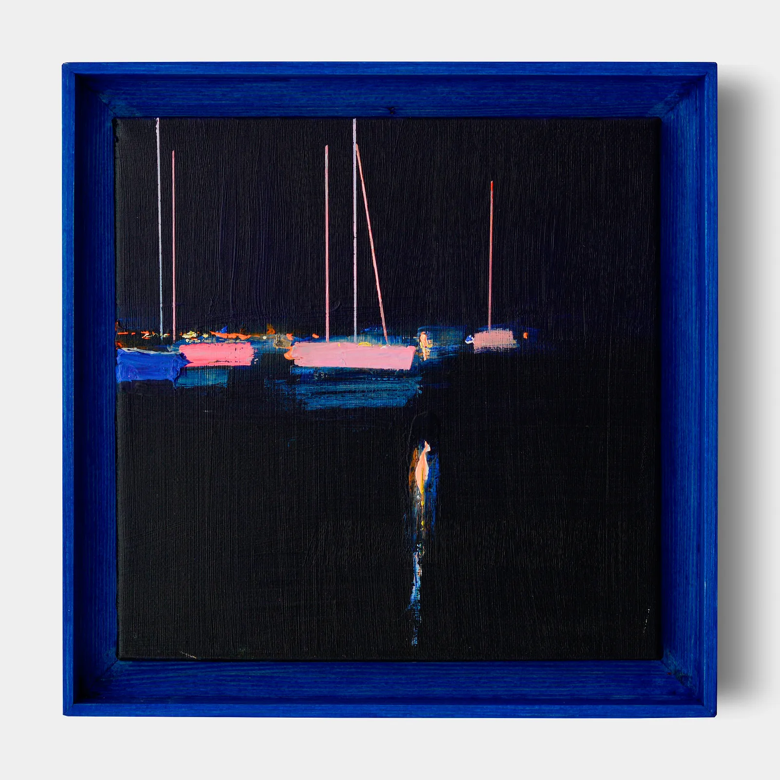 Image of Port at night. Etude by Igor Nekraga, size: 25x25 cm, made of Acrylic on canvas, Painting medium, from Ukraine, part of the Acrylics series, priced at $300 Photo 1 of 3.