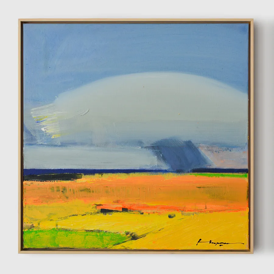Image of Rain over fields by Igor Nekraga, size: 50x50, made of Acrylic on canvas, Painting medium, from Ukraine, part of the Acrylics series, priced at $500