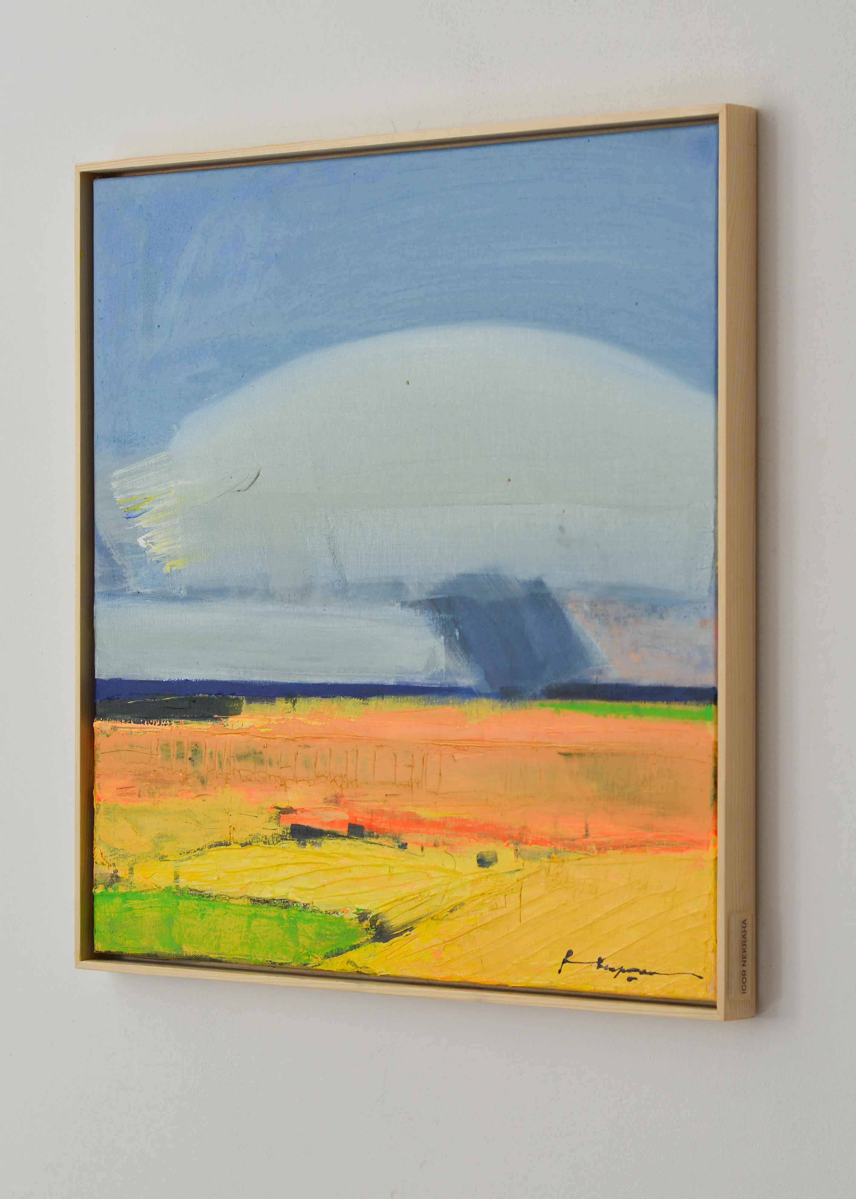 Image of Rain over fields by Igor Nekraga, size: 50x50, made of Acrylic on canvas, Painting medium, from Ukraine, part of the Acrylics series, priced at $500 Photo 3 of 4.