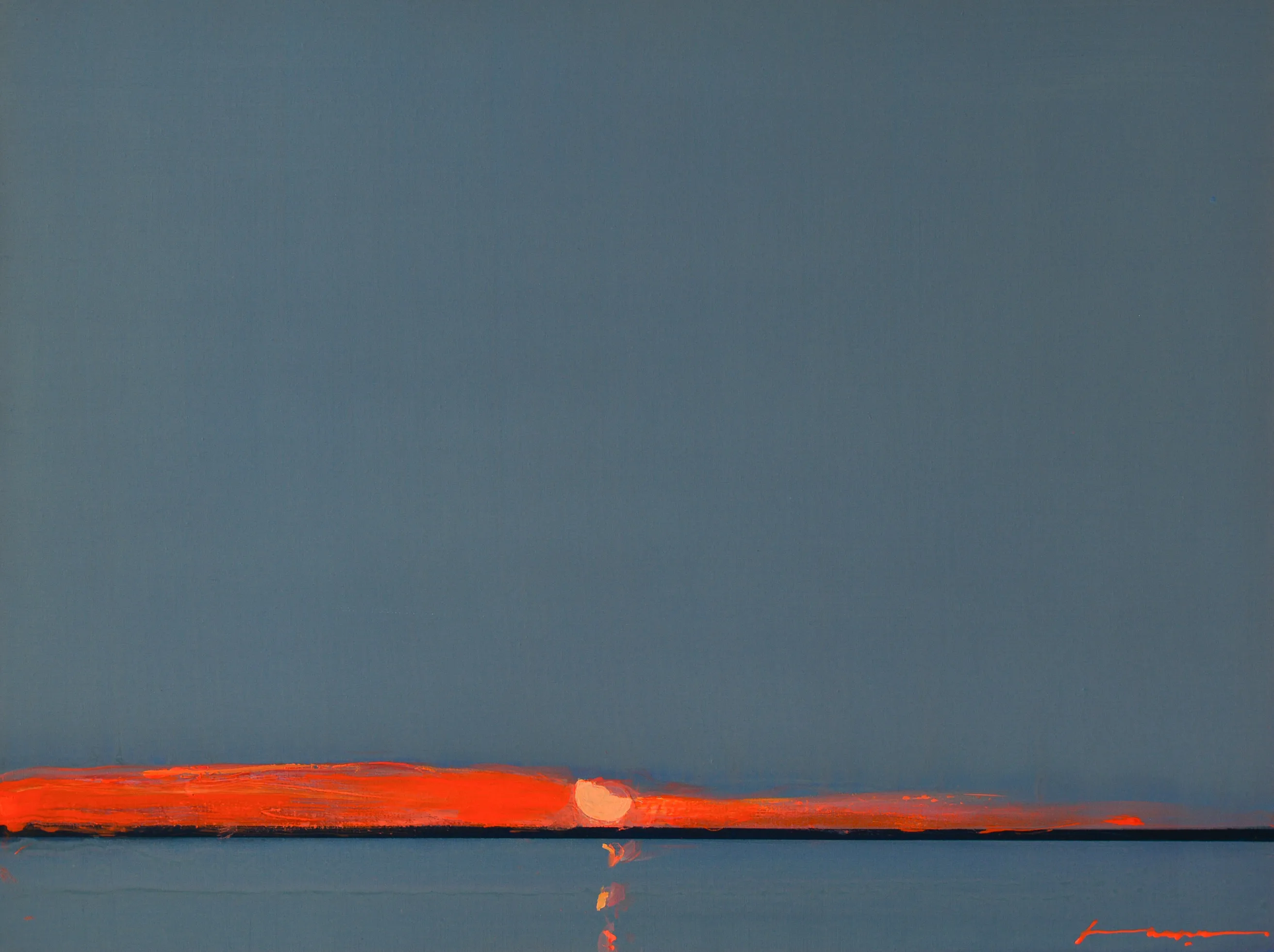 Image of Orange line by Igor Nekraga, size: 60x80, made of Acrylic on canvas, Painting medium, from Ukraine, part of the Acrylics series, priced at $700 Photo 2 of 4.