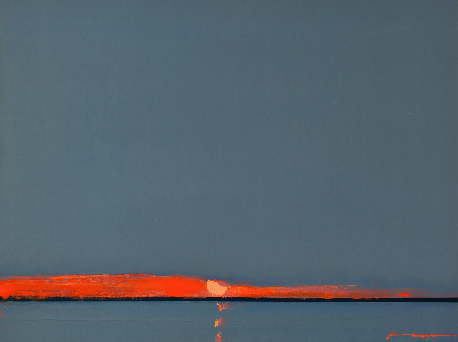 Image of Orange line by Igor Nekraga, size: 60x80, made of Acrylic on canvas, Painting medium, from Ukraine, part of the Acrylics series, priced at $700 Photo 2 of 4.