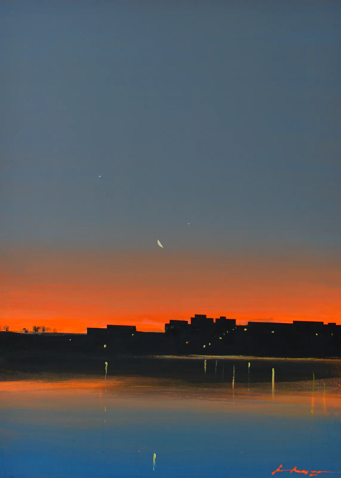 Image of Saltivka Hydropark. Evening by Igor Nekraga, size: 80x60 , made of Acrylic on canvas, Painting medium, from Ukraine, part of the Acrylics series, priced at $700 Photo 3 of 4.