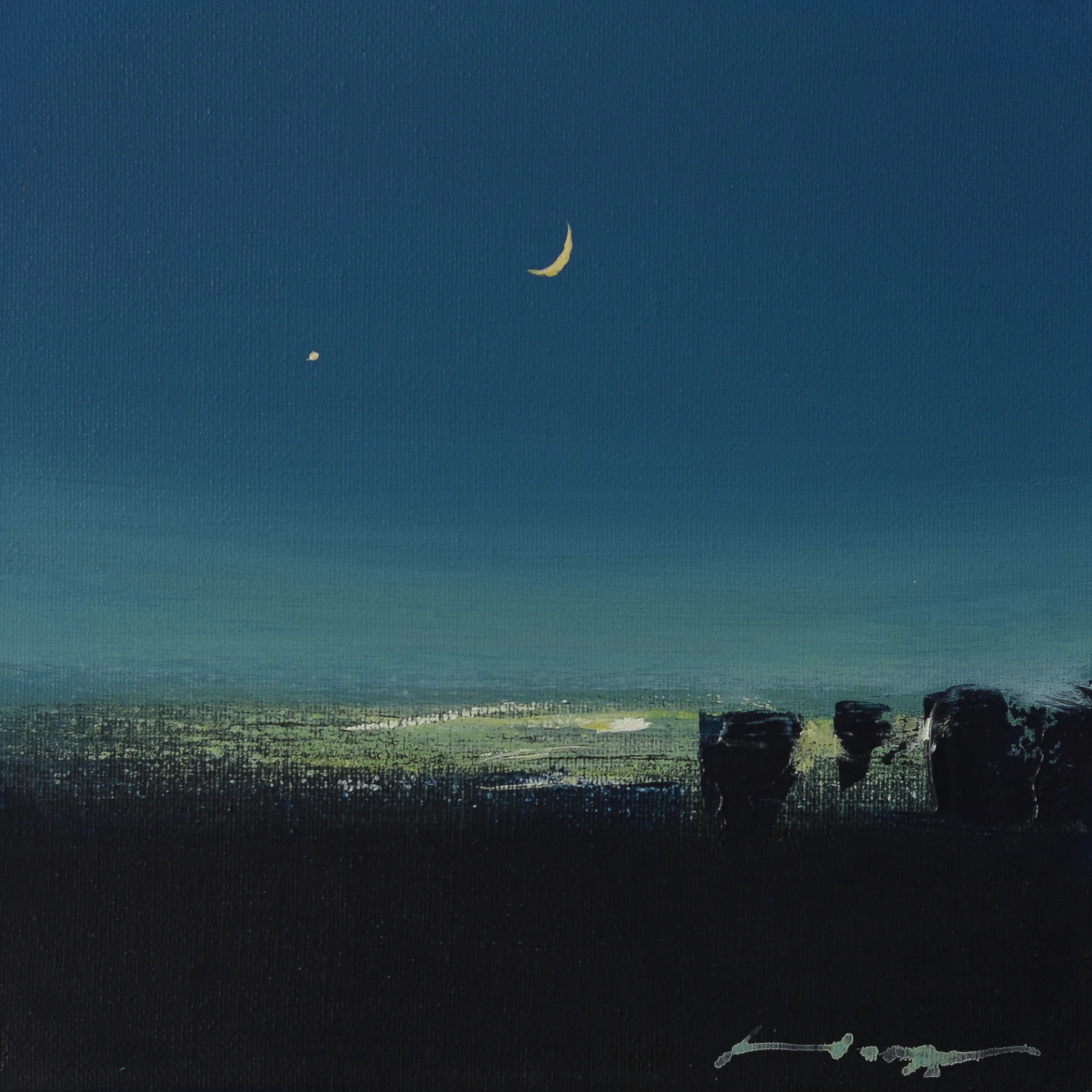 Image of Nightfall by Igor Nekraga, size: 25x25 cm, made of Acrylic on canvas, Painting medium, from Ukraine, part of the Acrylics series, priced at $300 Photo 3 of 4.
