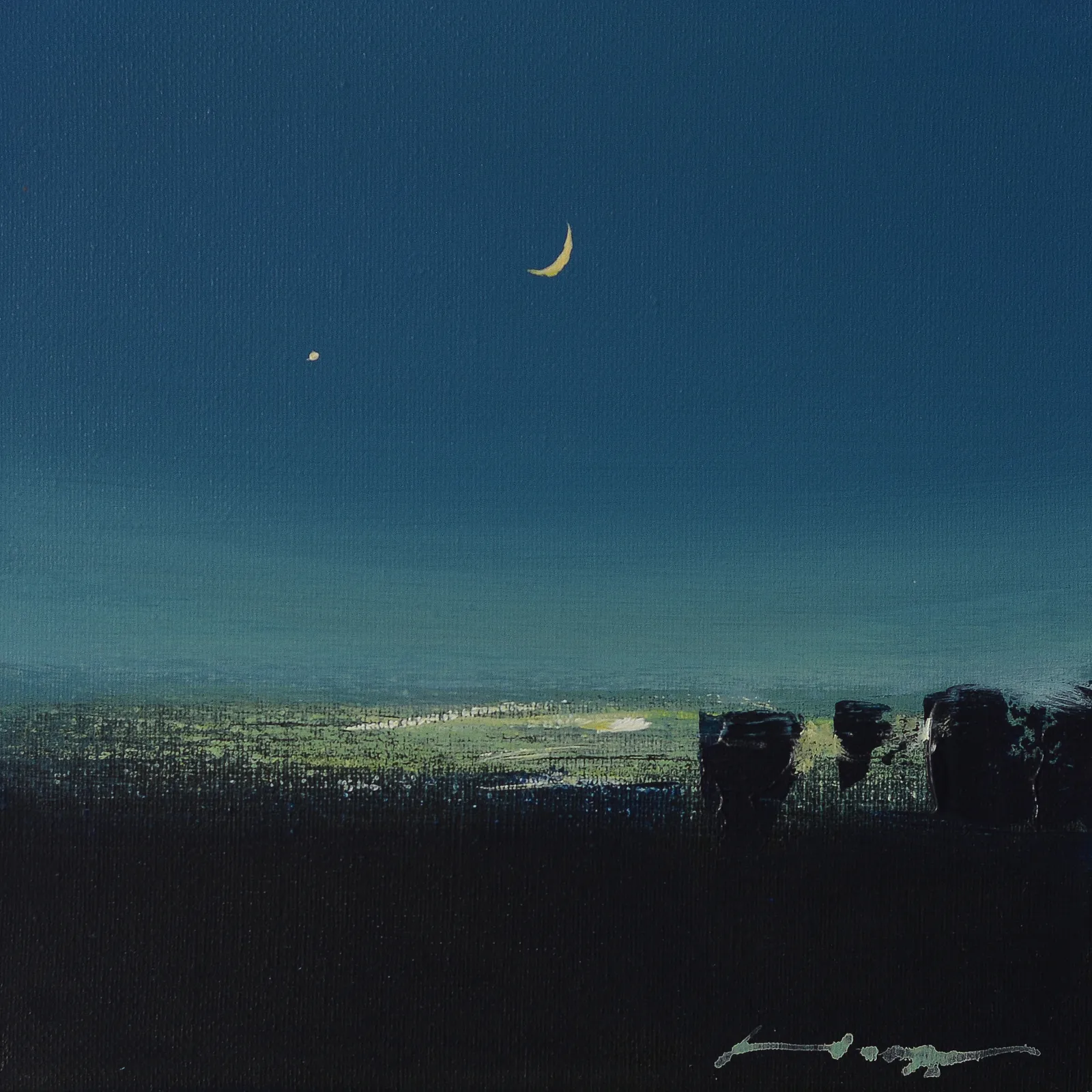 Image of Nightfall by Igor Nekraga, size: 25x25 cm, made of Acrylic on canvas, Painting medium, from Ukraine, part of the Acrylics series, priced at $300 Photo 3 of 4.