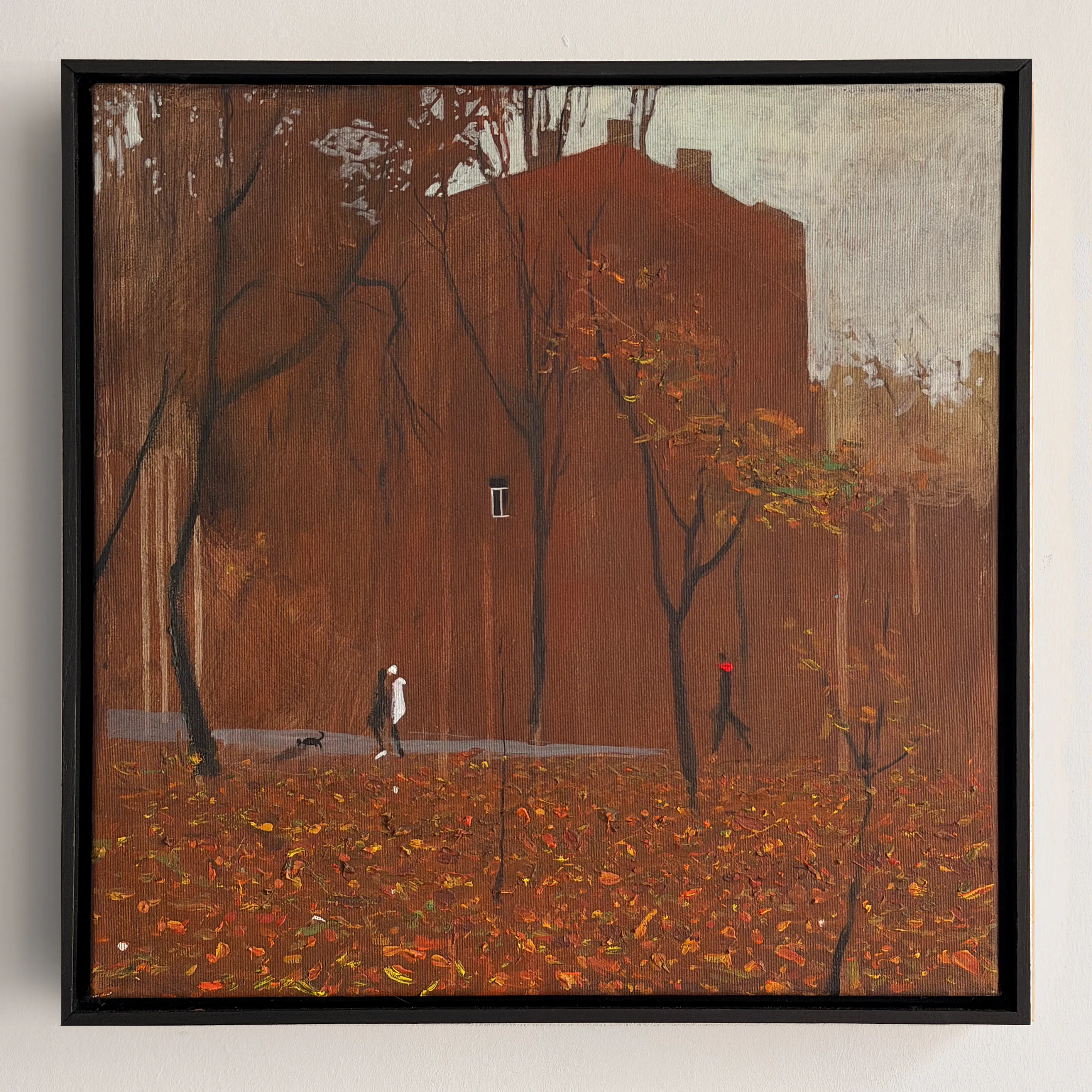 Image of City Square in October by Igor Nekraha, size: 40x40 cm, made of Acrylic on canvas, Painting medium, from Kyiv, part of the Acrylics series, priced at $500 Photo 1 of 4.